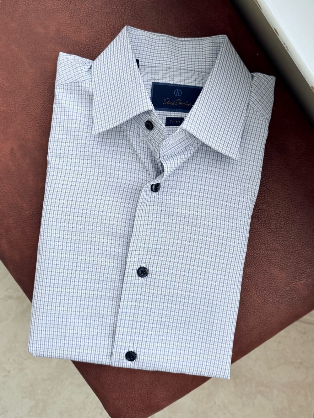 NEW David Donahue Blue Plaid Dress Shirt True - M | 15.5